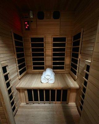 Infrared sauna available in 1/2 hour and full hour bookings.