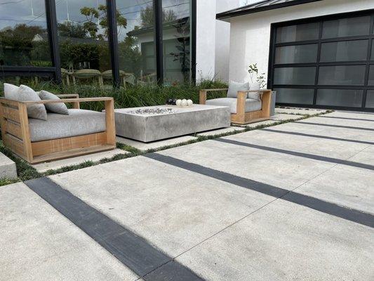 Charcoal concrete strips