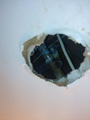 Hole left in my ceiling for over a month!!  Management aware and ignored