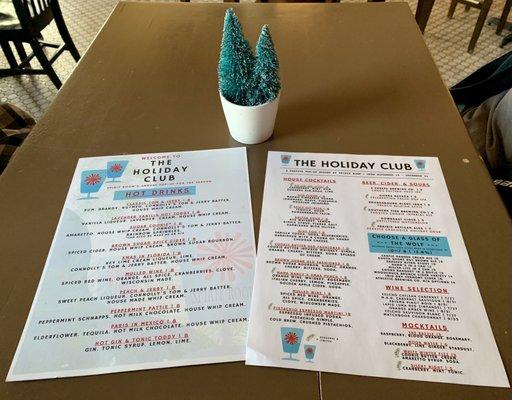 Holiday Club menu