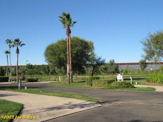 The border wall outside the park