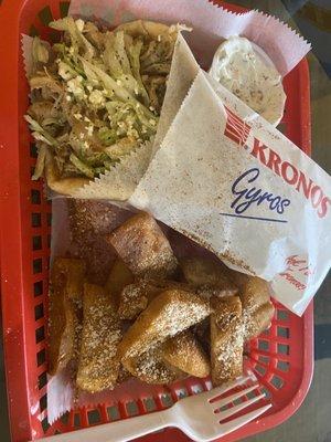 Olympus gyro with pita fries