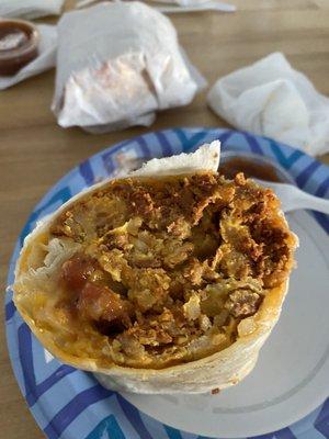 Chorizo breakfast burrito.. ginormous!