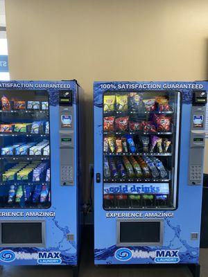 Soap vending machine ($1.00 each) and beverage & snack vending machine. Using the prepaid card only.