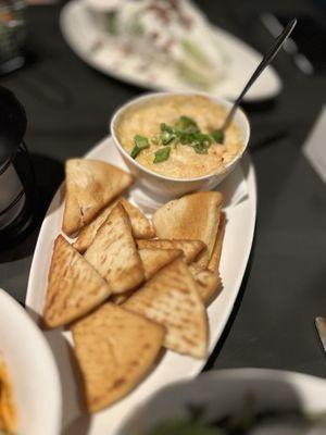 Seafood dip with pita chips