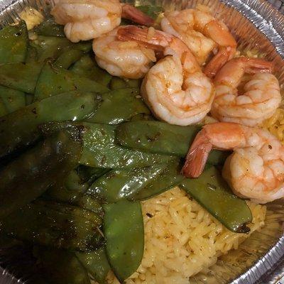 Shrimp rice snowpeas