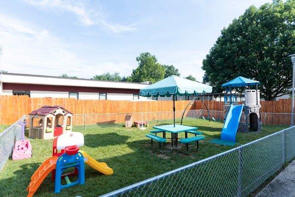 Enclosed outdoor Playground area at our Beltsville, MD location.