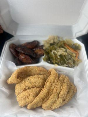 The fish and cabbage with plantains