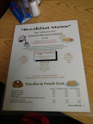 Breakfast menu