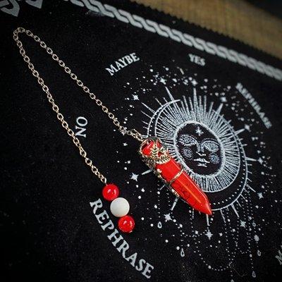 Red Howlite and rose - locally made pendulums.