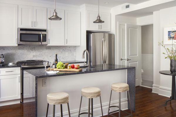 Kitchen at Versailles apartments located at 1530 Locust in Philadelphia PA