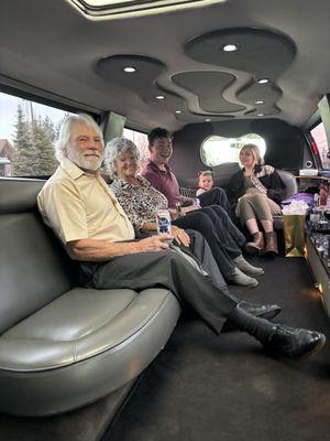 Inside limo