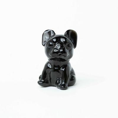 Obsidian French bulldog carving.