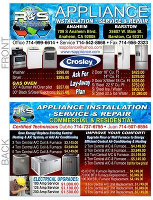 Appliances Actual Prices NOT INCLUDED TAXES and With 10 years extended warranty