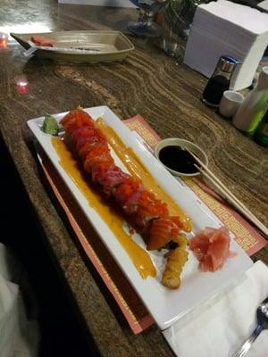 Special Rainbow roll.  The best Daniel makes.  Tip him well,  he just had a child.  Not him,  his wife did