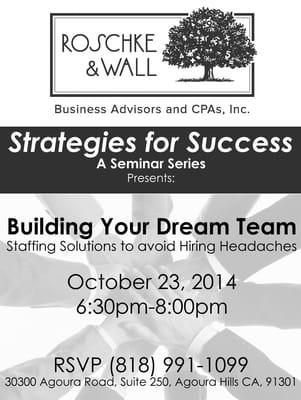 Our October Flyer for our next Strategies for Success Seminar!