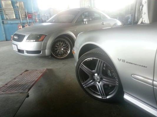 Super charged Mercedes and a Turbo Audi.