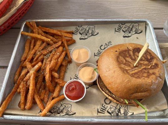 Gooda Burger w Sweet Potato Fries