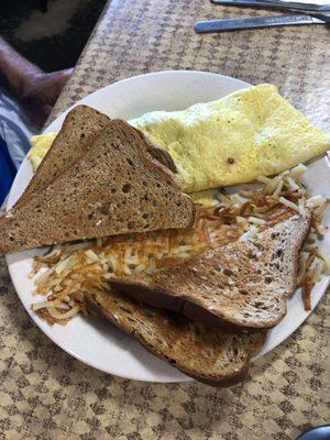 Sausage and cheese omelet.