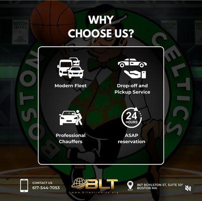 Transportation to Celtics games in luxury!