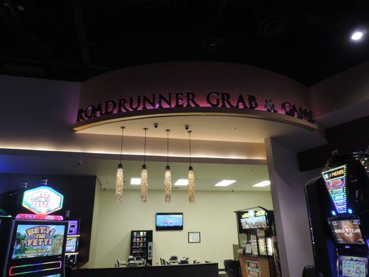 Just one of the restaurants in the Casino. The Roadrunner Grab & Game features pizza and hot wings!