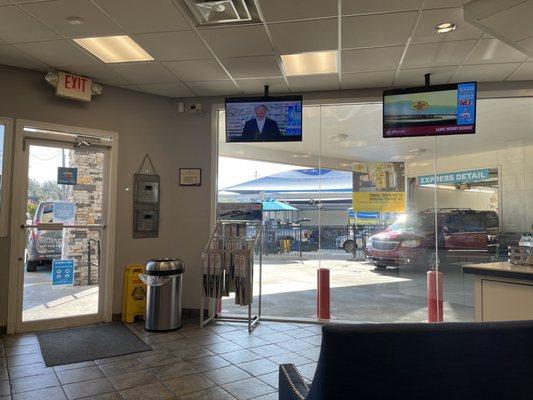 View of express detail, TVs in lobby, windshield wiper blades for sale