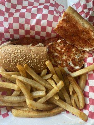 Italian steak sandwich and fries.