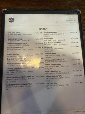 Tap menu