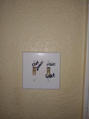 How every light switch was labeled,  still don't know why