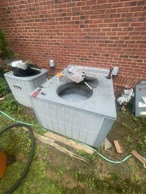 Maintenance on a split system and package unit.