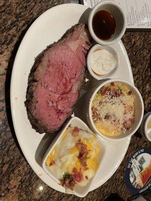 Prime Rib* (special) with creamy Couscous Mac & Cheese with bacon and loaded mashed potatoes