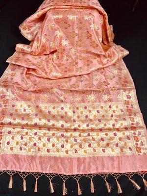 Gorgous Peach Color Pure Banarasi Dupion Saree.