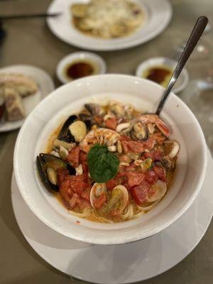 Pier 39 Special, shrimp, muscles, clams, in a beautiful light sauce.