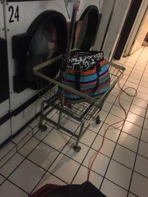 They had this extension cord right in front of laundry basket so we couldn't roll it towards the basket towards the table to fold.