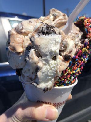 The Gotta Have It Size of Oreo Overload in a Chocolate, Sprinkled Waffle Cone!!!