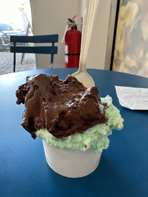 Chocolate and mint chip gelato