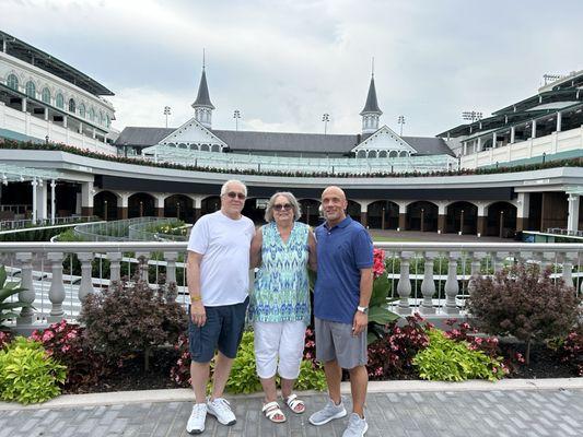 New paddock area with twin spires in the background