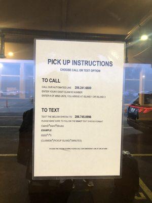 Pick up instructions from the airport