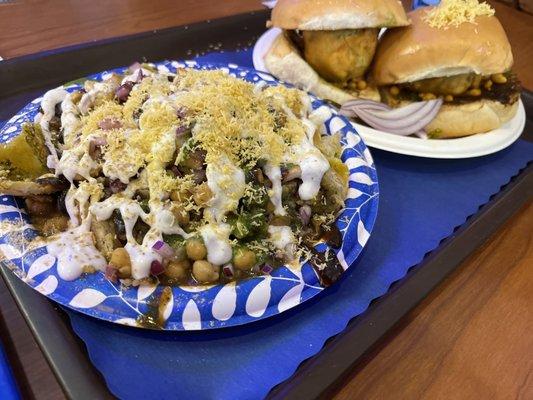 Samosa Chaat and Vada Pav