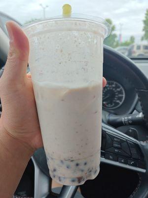 Fresh Taro Milk with red bean (less sweet)