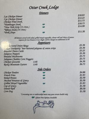 Menu as of 8/3/21