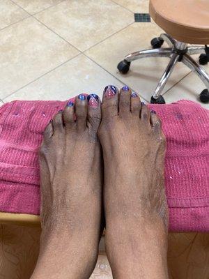 Very beautiful work done on my feet and my fingernails and I am very hard to please but I was very happy.