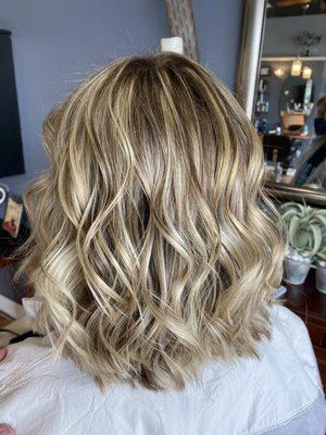 Heavy blonde highlights done by Danielle