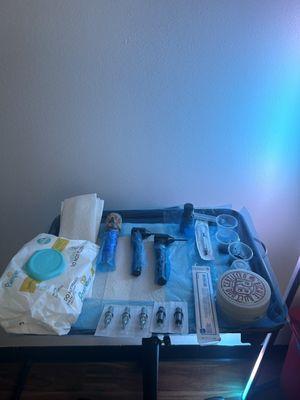 My set up for Scalp Micropigmentation, and the products that I bought from Monicash tattoo supply. Thank you.