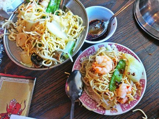 National Spaghetti Day 2018 Chinese Lomein the same no meatballs just topped with Shrimp outstanding Love