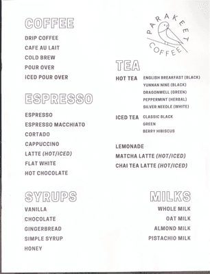 Coffee and tea offerings