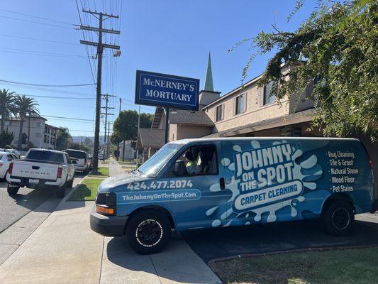 Cleaning McNerney's Mortuary in San Pedro.