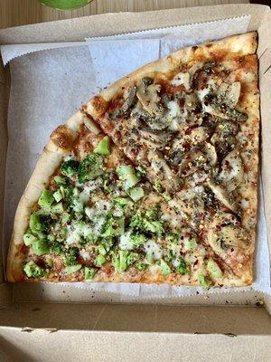 Broccoli slice and mushroom slice