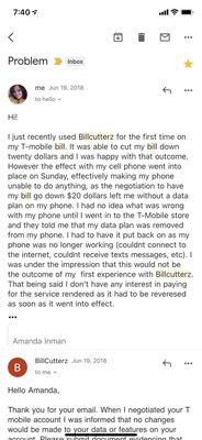 Email exchange w/ BillCutterz