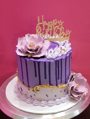 Purple dripping cake